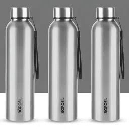 Borosil Silver 1000 ml Hydra Laguna Stainless Steel Water Bottle ( 3 Piece )-picture-35