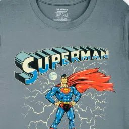 Nap Chief Unisex Grey Cotton Character Based Superman T-Shirts image 4