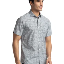 ColorPlus Grey Pure Cotton Tailored Fit Printed Shirt image 4