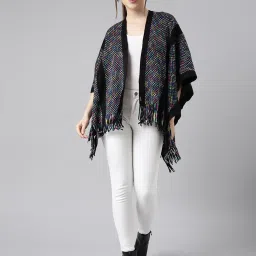 showoffff SHOWOFF Black Striped Poncho image 4