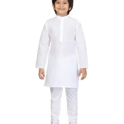 Little Mafia By Aarika Kids White Cotton Kurta & Pyjamas-image-15