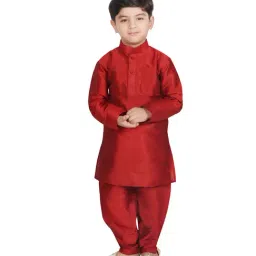 SG Yuvraj Kids Maroon Solid Kurta with Churidars-picture-18