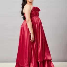 StyloBug Girls Red Solid Dress image 4