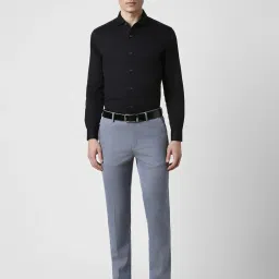 Peter England Grey Slim Fit Texture Trousers image 4