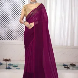 Elora Purple Plain Saree With Unstitched Blouse-picture-39
