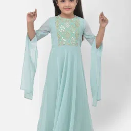 Eavan Kids Blue Embroidered Dress-image-98