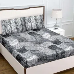 BELLA CASA Genteel Abstract Grey 180 TC Cotton King Bedsheet with 2 Pillow Covers-image-35