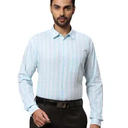 Park Avenue Blue Cotton Slim Fit Checks Shirt-picture-43