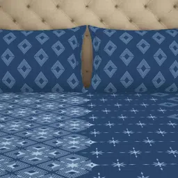 Welspun Lichen Blue Cotton  Double Size Bedsheet With Pillow Covers image 4