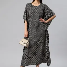 Cottinfab Black Printed Kaftan Maxi Dress image 4