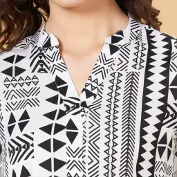 YU by Pantaloons White & Black Printed A-Line Dress image 4