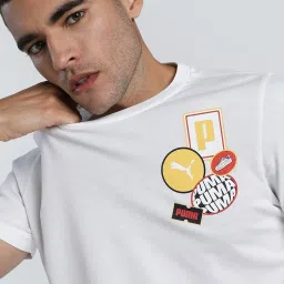 Puma White Cotton Regular Fit Printed Sports T-Shirt image 4
