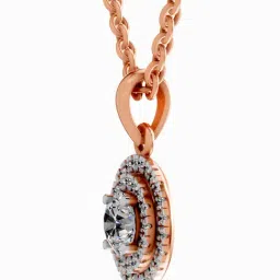 Sparkles 14k (585) Rose Gold Lab Grown Diamond 0.79 CT Round Shape Double Halo Pendant image 2