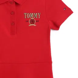 Tommy Hilfiger Kids Primary Red Embroidery Regular Fit Dress image 4