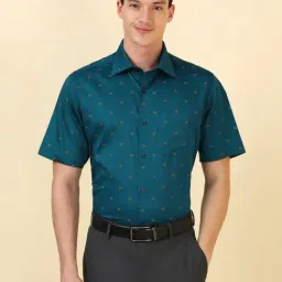 Allen Solly Blue Cotton Regular Fit Printed Shirt-image-65