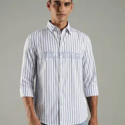 Tommy Hilfiger White Cotton Regular Fit Striped Shirt-picture-24