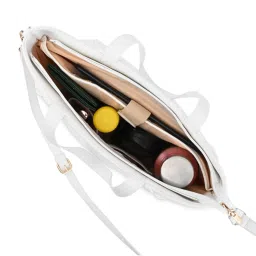 Fastrack White Faux Leather Solid Tote Handbag image 4