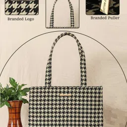 Bagsy Malone Black & Cream Textured Medium Tote Handbag image 4