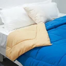 Spaces Silkysoy Solid Blue Brown 90 GSM Microfibre Double Bed Quilt image 4