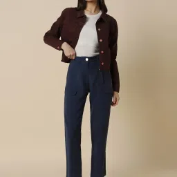 Allen Solly Navy Mid Rise Trousers image 4