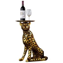 Smokey Cocktail Gold Resin Fortune Leopard Side Table image 4