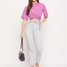 MADAME Purple Regular Fit Crop Top image 4