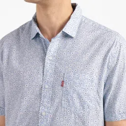 Levi's Light Blue Cotton Slim Fit Printed Shirt image 4