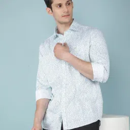 Crimsoune Club Blue Cotton Slim Fit Printed Shirt-picture-16