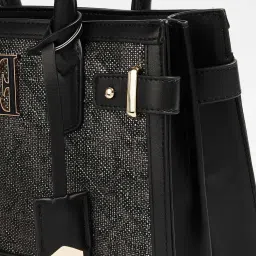 Elle Black Textured Handbag image 4