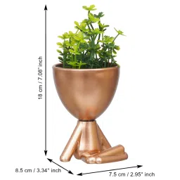 eCraftIndia Copper & Green Plastic Human Figure Shaped Vase with Artificial Plant image 4