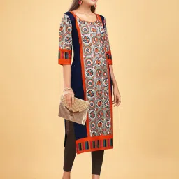SHANVIKA Multicolor Printed Cotton Straight Kurta image 4