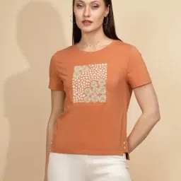 Global Republic Orange Graphic Print T-Shirt-picture-13