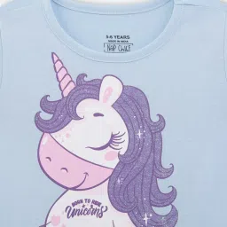 Nap Chief Girls Blue Cotton Blend Graphic Dress image 4