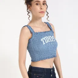 TOMMY HILFIGER Blue Cotton Print Sleeveless Top image 4