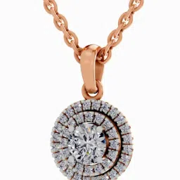 Sparkles 14k (585) Rose Gold Lab Grown Diamond 0.79 CT Round Shape Double Halo Pendant image 3