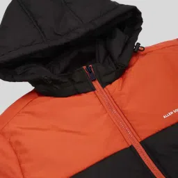 Allen Solly Black & Orange Regular Fit Colour Block Hooded Jacket image 4