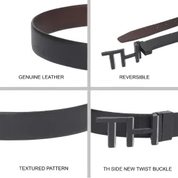 TOMMY HILFIGER Black & Brown Ottos Reversible Belt image 4