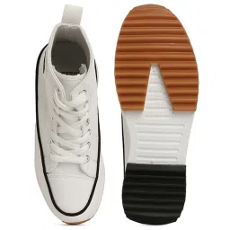 Mozafia Women's White Ankle High Sneakers image 4