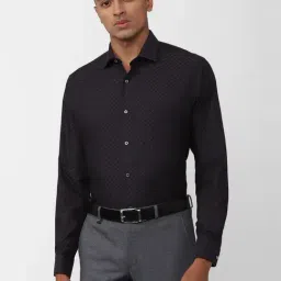 Van Heusen Black Cotton Regular Fit Self Pattern Shirt-image-38