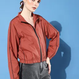 Roadster Women Rust Solid Tailored Jacket image 4