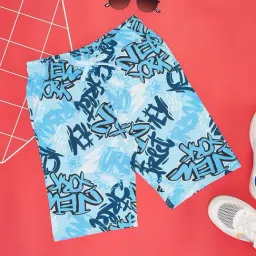 Pantaloons Junior Boys Blue Cotton Print Shorts-image-73