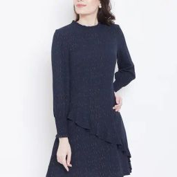 DODO & MOA Navy Printed Skater Dress-picture-35