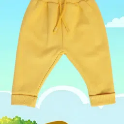 MINIKLUB Kids Yellow Solid Joggers-image-3