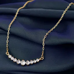 DressBerry Gold Plated CZ studded curved bar necklace-picture-41