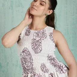 House of Mira Black & White Polyester Floral Dress image 4