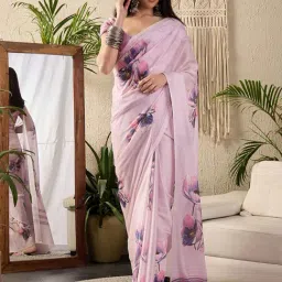 Saree Mall Mauve Georgette Self Saree with Blouse Piece-picture-24