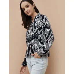 Fame Forever By Lifestyle Black Regular Fit Printed Top image 3