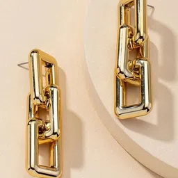 TheVineGirl Gold-Plated Geometric Shaped Drop Earrings image 3