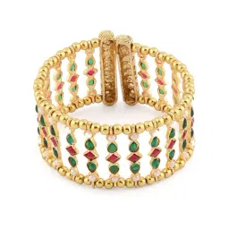 Zaveri Pearls Green & Pink Kundan Embellished Traditional Cuffs Bracelet - ZPFK11437-picture-29
