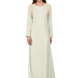 PATRORNA Off White & Gold Color-Block Gown-image-3